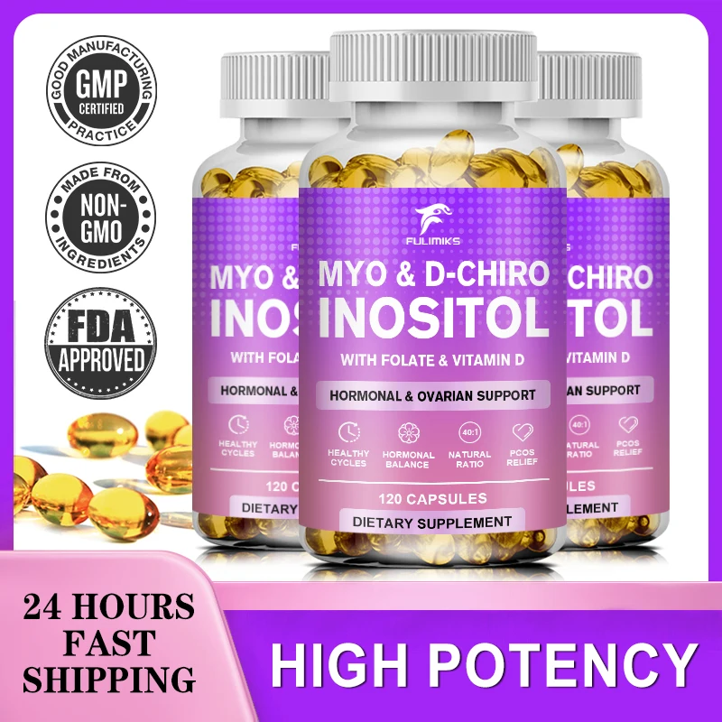 Myo-Inositol & D-Chiro Inositol Plus Folate & Vitamin D - Ideal 40:1 Ratio - Hormone Balance & Healthy Ovarian Support for Women