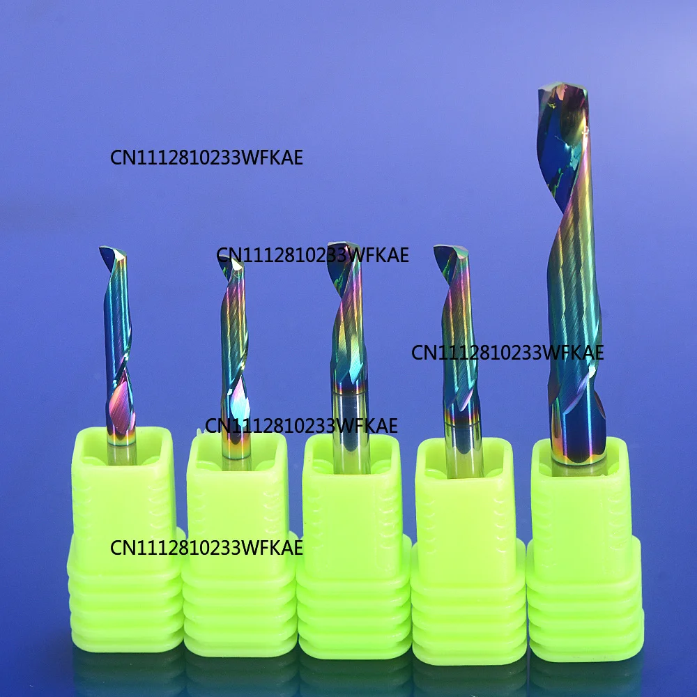10PCS 3.175/4/5/6/8/10mm one flute DLC Coated Milling Cutter for Aluminum spiral CNC Router Bits  Alloy end mill