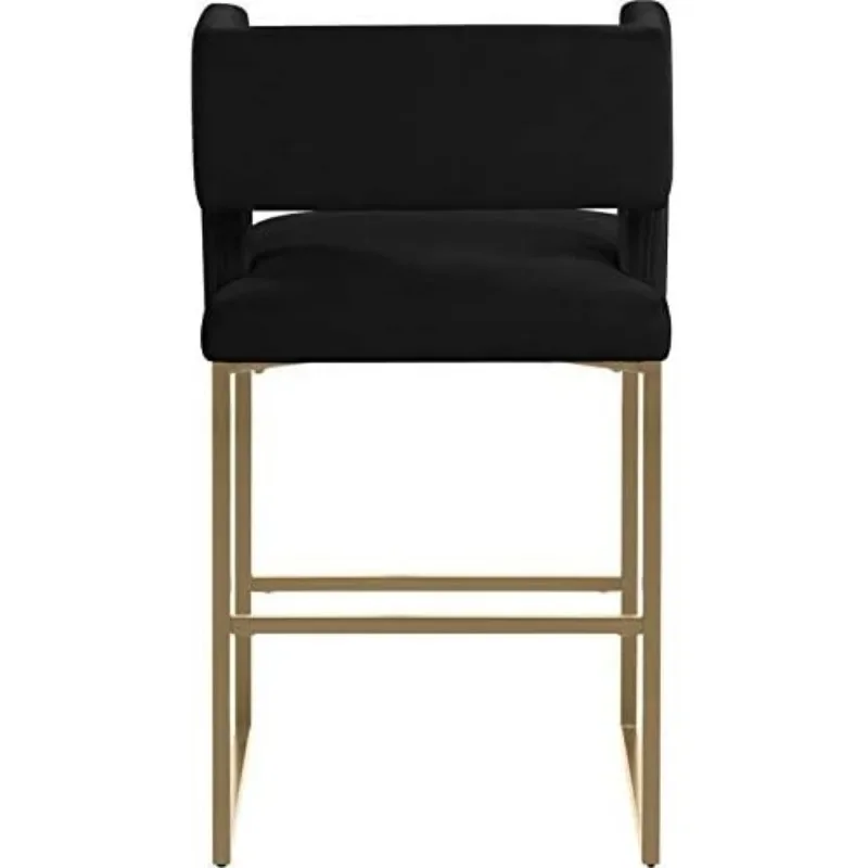 Comptoir contemporain recommande un tabouret avec dos carré unique et pieds en fer robustes, collection moderne, velours noir