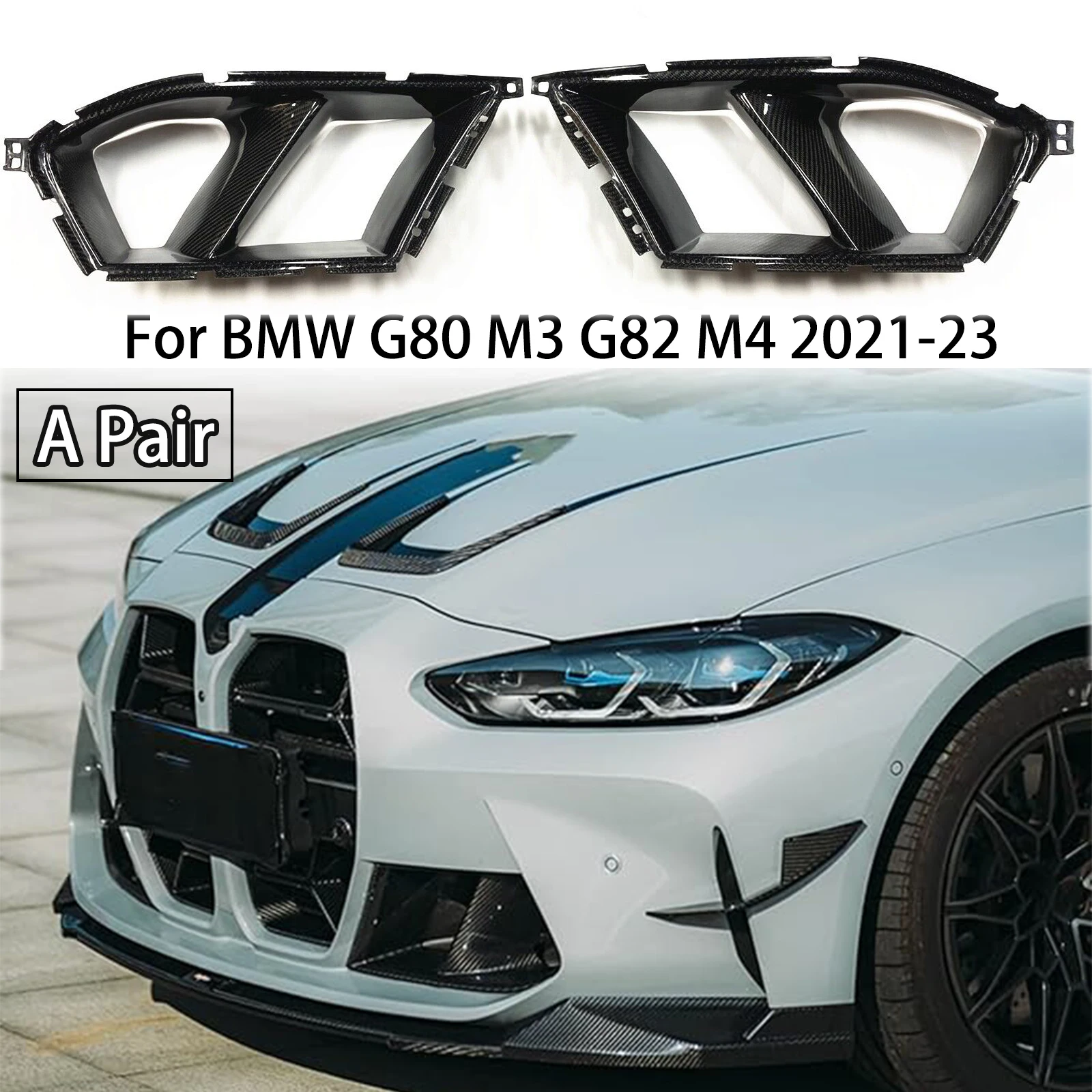 Copertura della presa d\'aria laterale del paraurti anteriore per BMW G80 M3 G82 G83 M4 2021-2024 copertura della nebbia dell\'auto aspetto decorativo