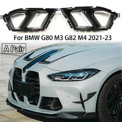 Copertura della presa d'aria laterale del paraurti anteriore per BMW G80 M3 G82 G83 M4 2021-2024 copertura della nebbia dell'auto aspetto decorativo in fibra di carbonio nero lucido