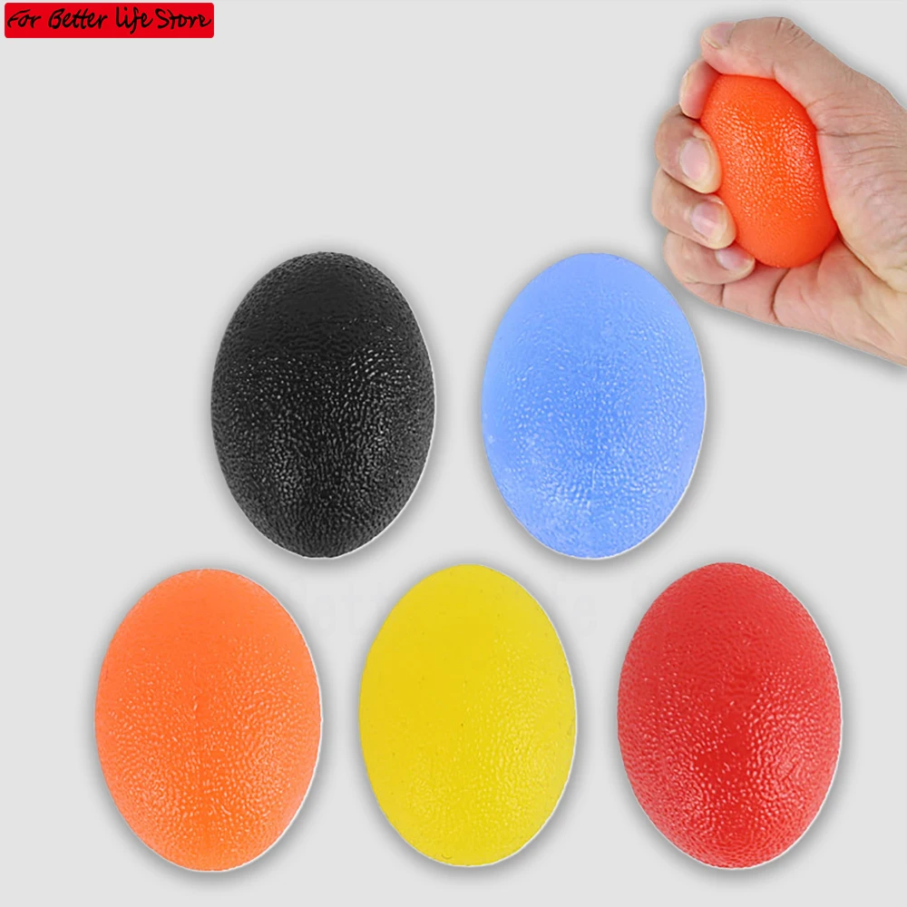 1piece Silicone Hand Grip Ball Egg Men Women Gym Fitness Finger Heavy Exerciser Strength Muscle Recovery Gripper Trainer