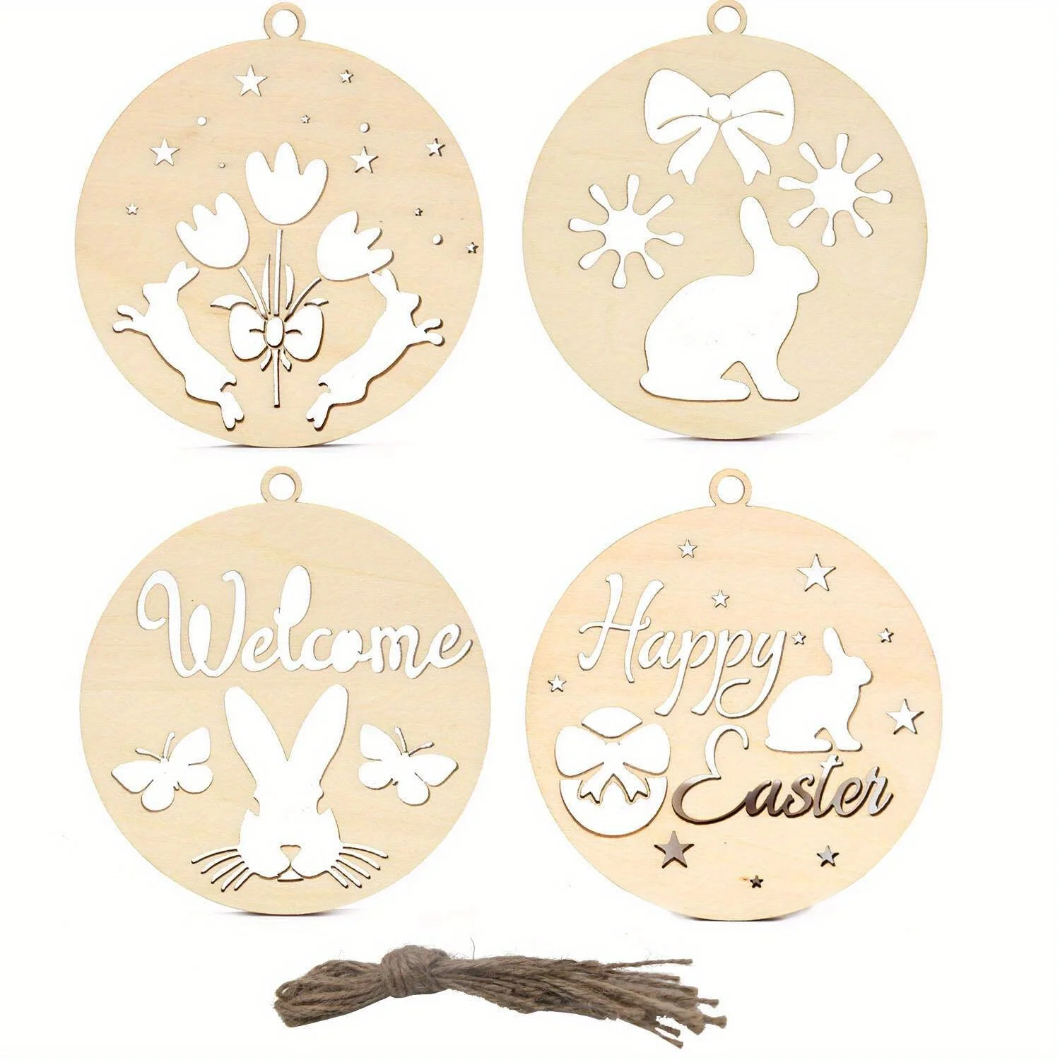 8 قطعة زخرفة عيد الفصح الخشبية الجوف الأرنب زهرة معلقة المعلقات لعيد الفصح سعيد الربيع ديكور حفلات الاطفال دهان داي الحرف