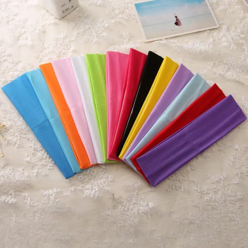 Vendita calda Tinta unita Fascia ad alta elasticità Accessori per capelli per esercizi di yoga Accessori per foulard che assorbono il sudore Bordo largo