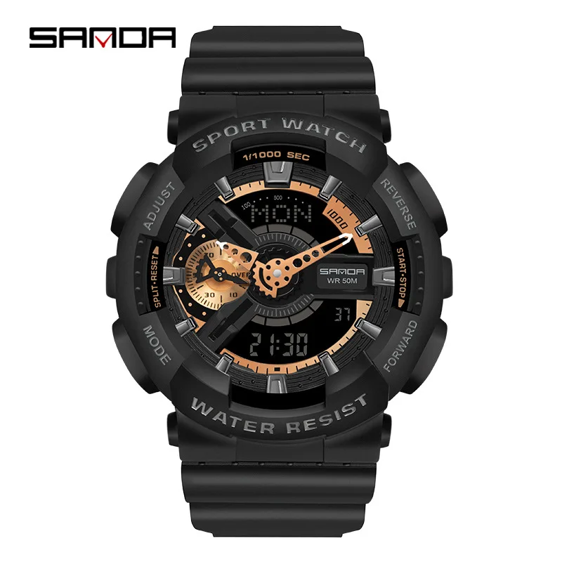 SANDA 3110 Top Brand Digital Watch Men Sport Watches Electronic LED Male Wrist Watch For Men Clock Outdoor Waterproof Wristwatch