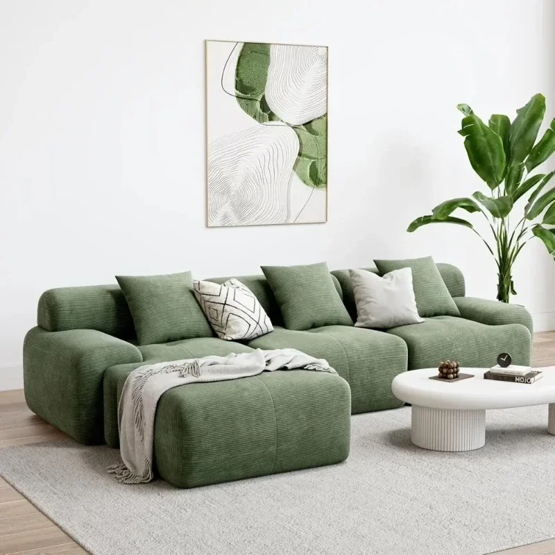 Modern Fabric L-Shape Modular Combination Compression Sofa Living Room Boneless Lounge Sofa