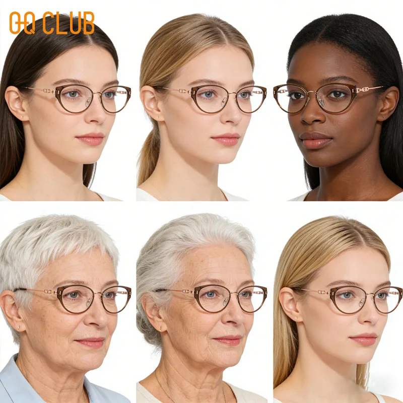 O-Q CLUB Eyeglass Frames Women Women's Grade Glasses Precription Graduated Lenses to Read Blue Light Bezel Computer Eyepieces