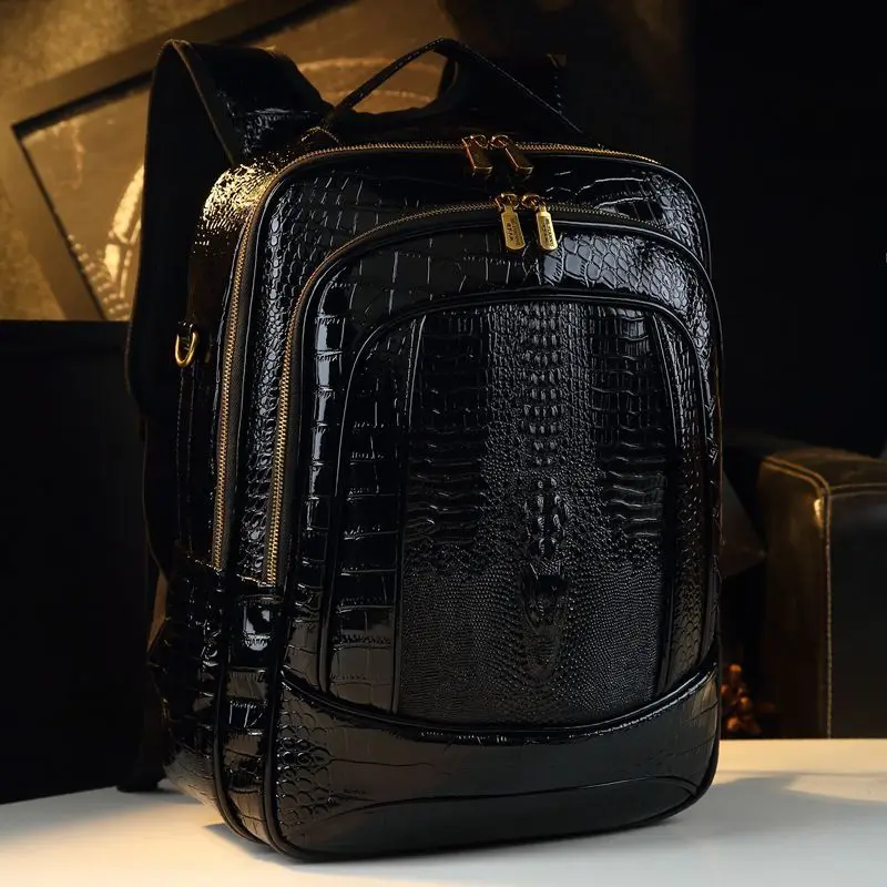 Luxury Brand Shiny Crocodile Backpacks Men's and Women's Backpacks New Fashion Large Capacity Travel Backpacks