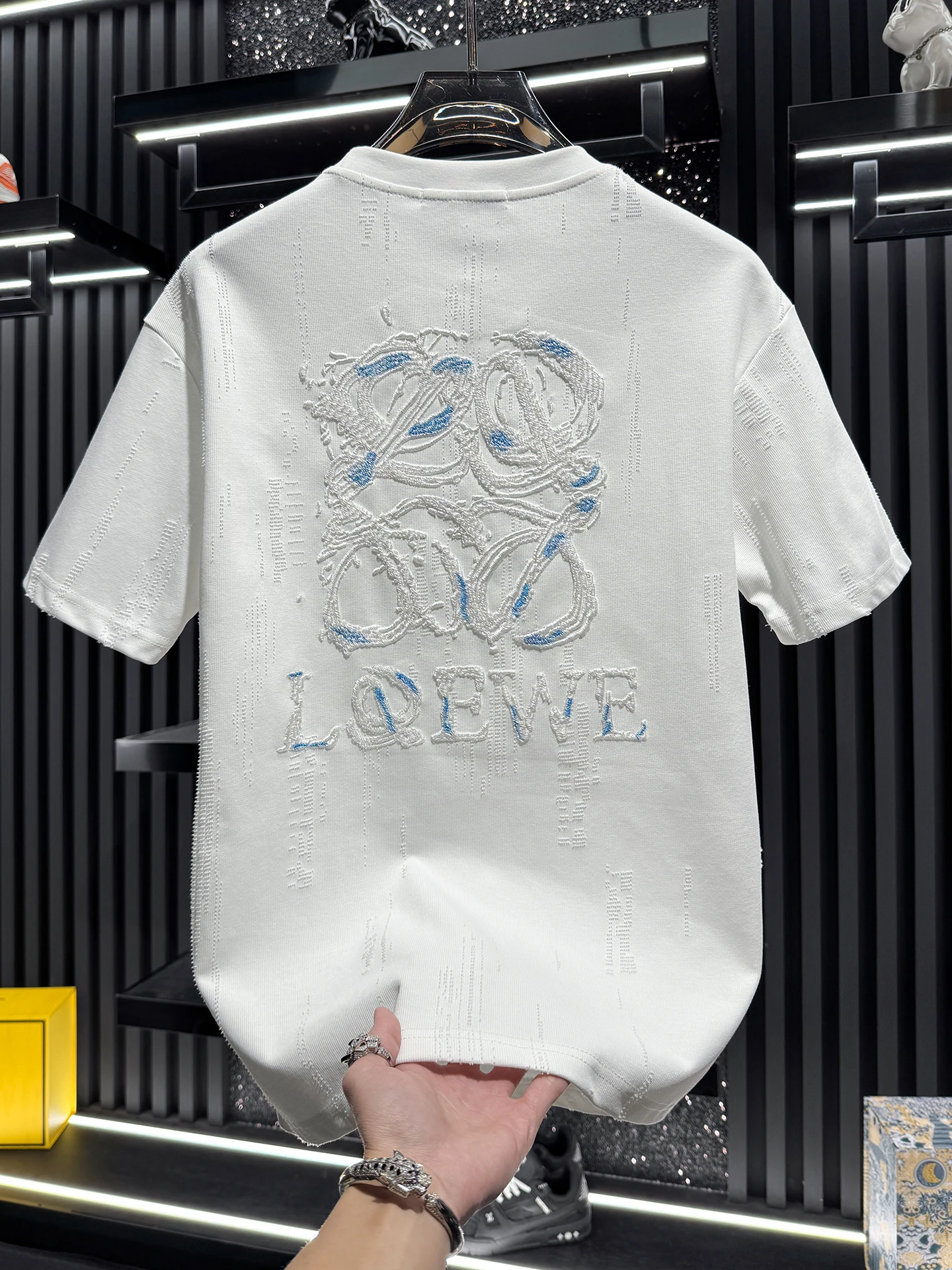 

Мужская футболка премиум-класса с вышивкой и эффектом потертости, летняя, модная, легкая, дышащая, моющаяся