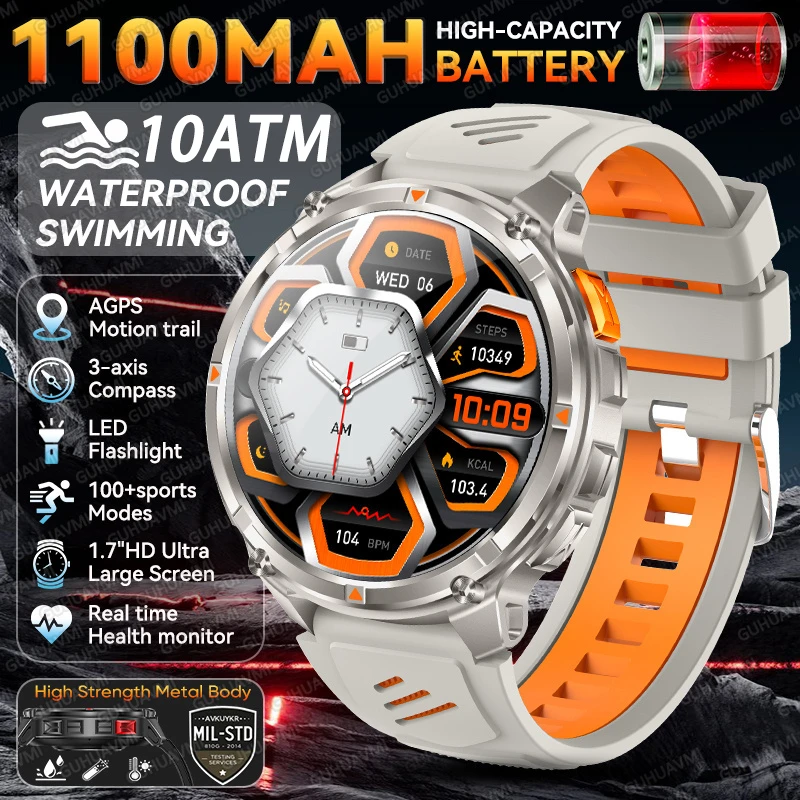 2026 Nieuwe T-Rex 3 Pro Smartwatch 1100mAh Lange Batterijduur Dual-Band GPS 10ATM Waterdicht Militaire Kwaliteit Sport Outdoor Smartwatches