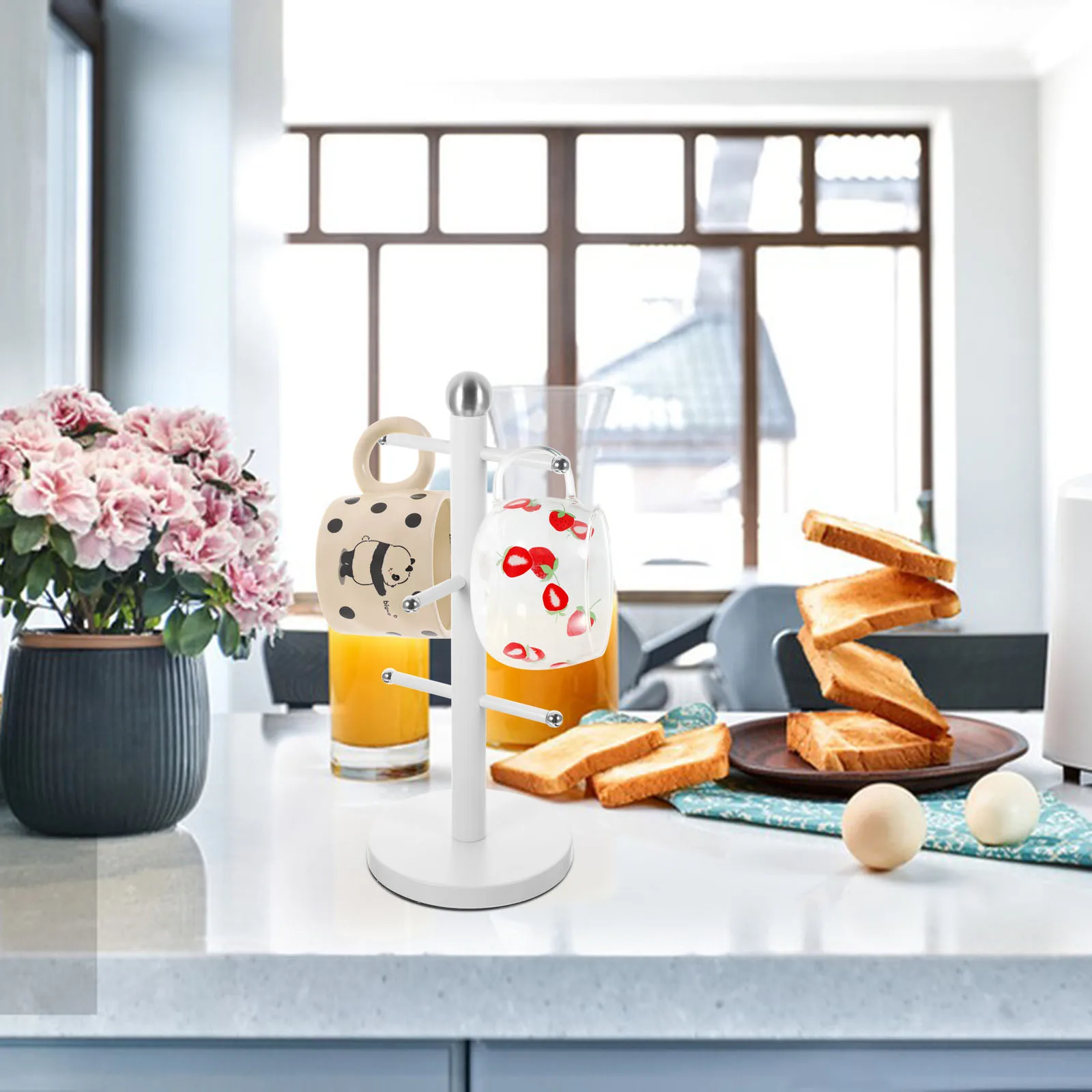 

Iron Cup Holder Mug Tree Counter Cups for Kitchen Coffee Countertop Hanging Rack Storage