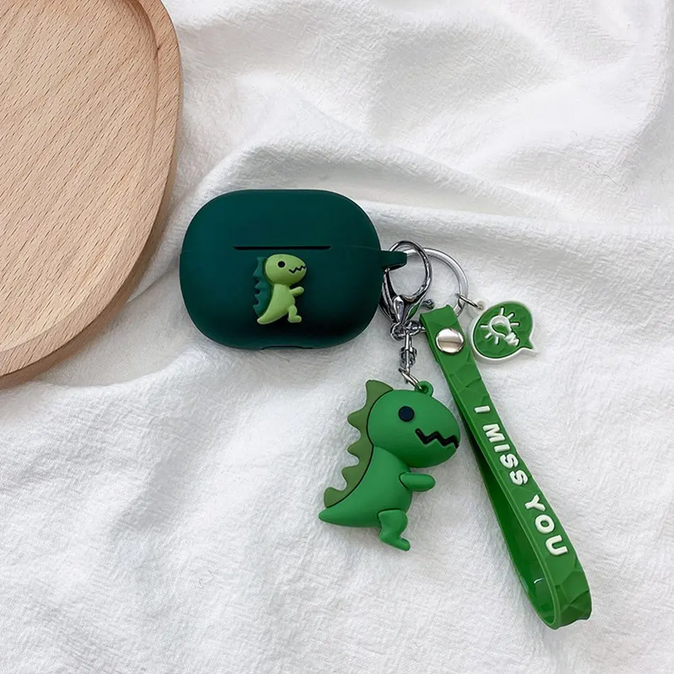Мультяшный чехол для наушников Sony Ambie AM-TW01, чехол с забавным динозавром, силиконовый защитный чехол для наушников, милый чехол с брелоком