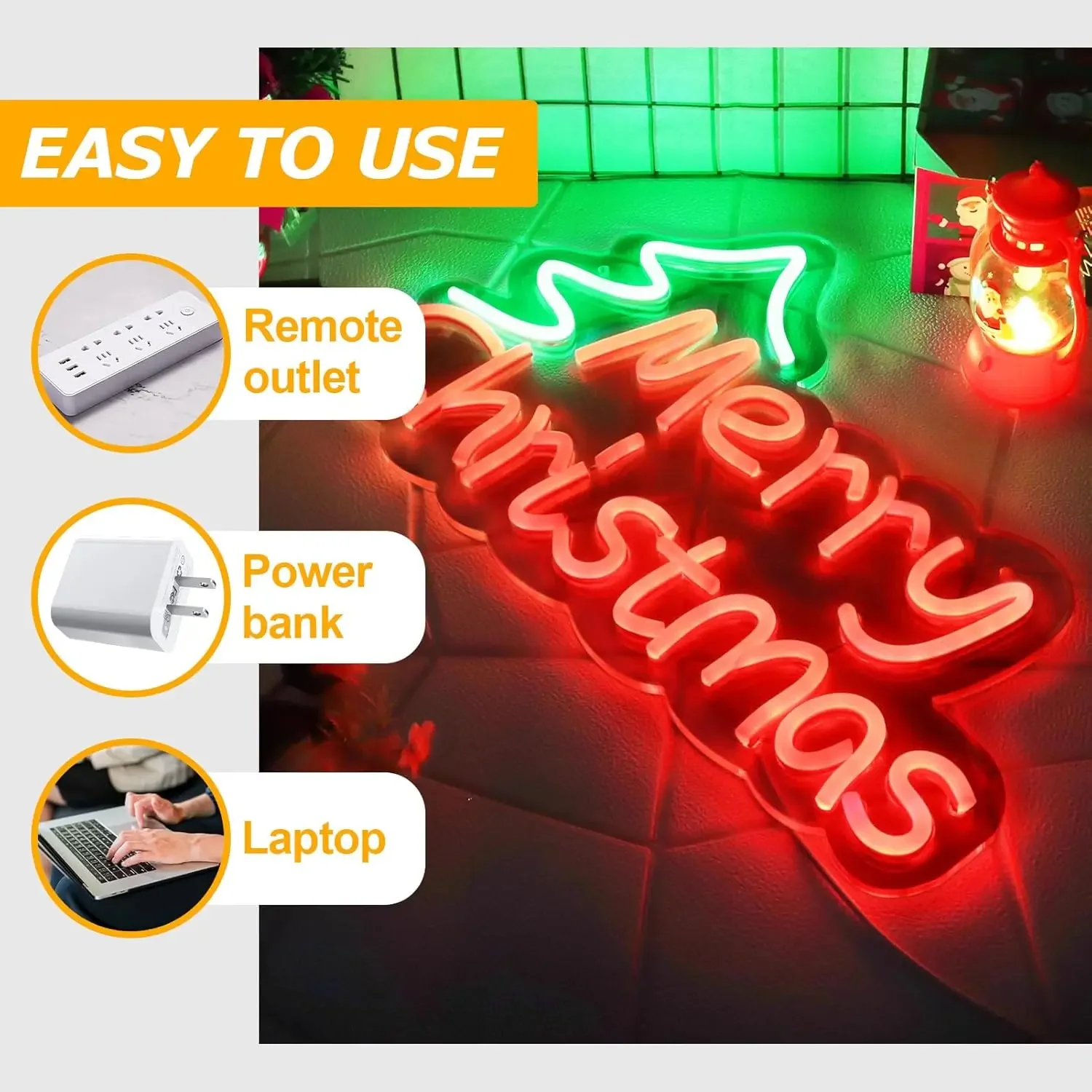 Merry Christmas Neon Sign Christmas Tree Neon Light Sign for Wall Decoration USB Powered for Christmas Gifts Christmas Party