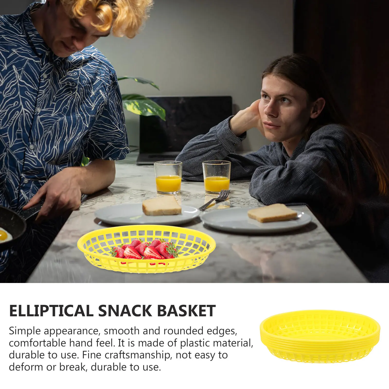 

Snack Food Plate Bread Basket Household Fruit Storage Compact Kitchen Table Multi Function Portable Restaurant Fry