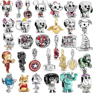 سحر حبة دب ديزني ، مناسب لسوار باندورا الأصلي ، قلادة مجوهرات نسائية DIY ، 100٪ فضة إسترليني 925 ، جديد أعلى 12 مبيعات دب الجنس - رقم 7