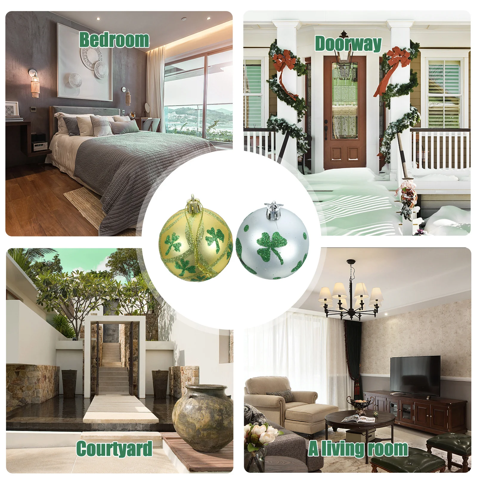 

12Pcs Irish Party Hanging Ball Decor St Patrick's Day Tree Pendant Ornament Set for Wall Door Ceiling Festive Layout Prop