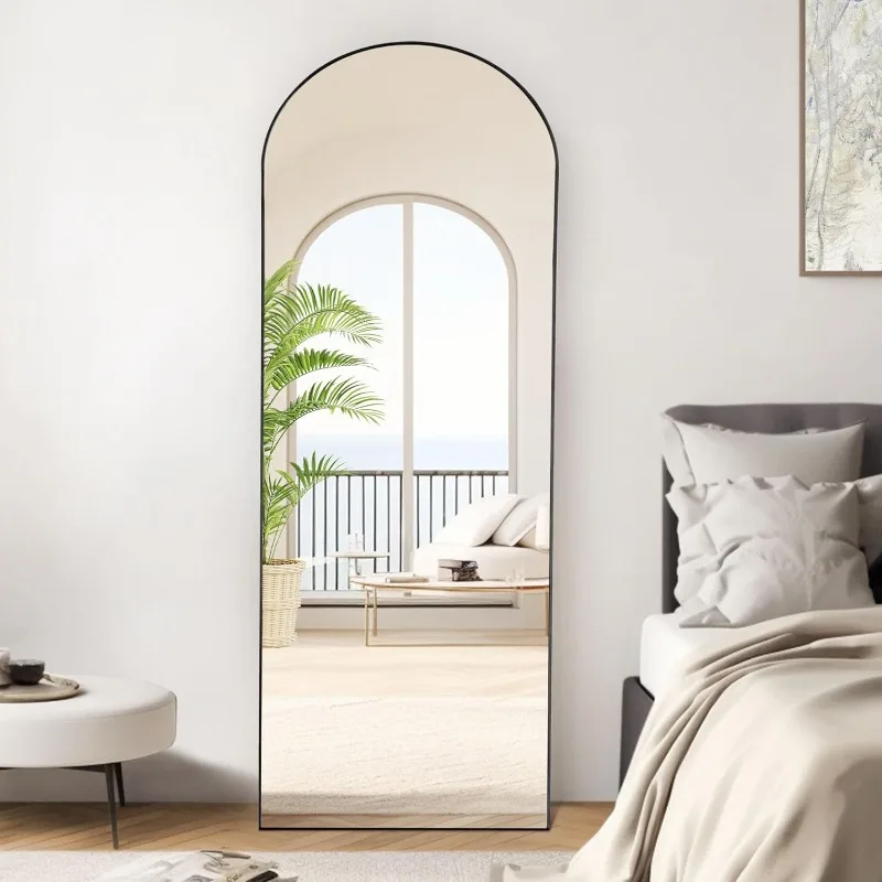 

Arched Full Length Mirror 64"x21" for Bedroom, Full Body Mirror with Stand, Hanging or Leaning for Wall, Aluminum Alloy Thin