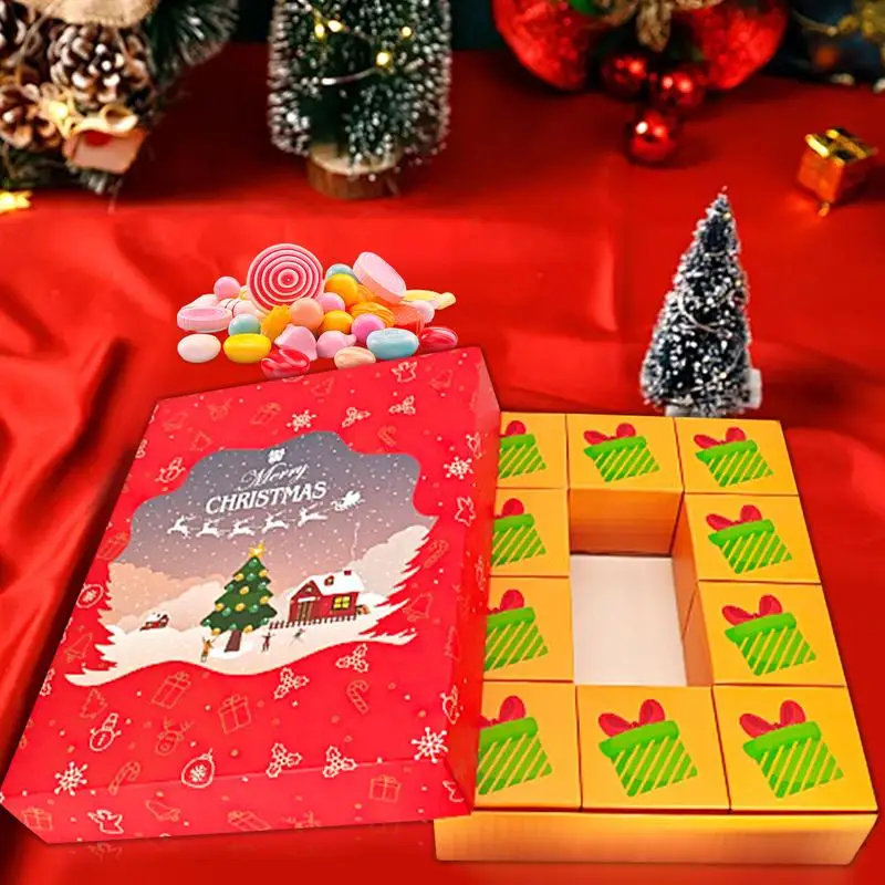 

12pcs Christmas Surprise Blind Box Candy Favor Packaging Box Holiday Advent Calendar Home Party Supplies for Toy Treat Dessert