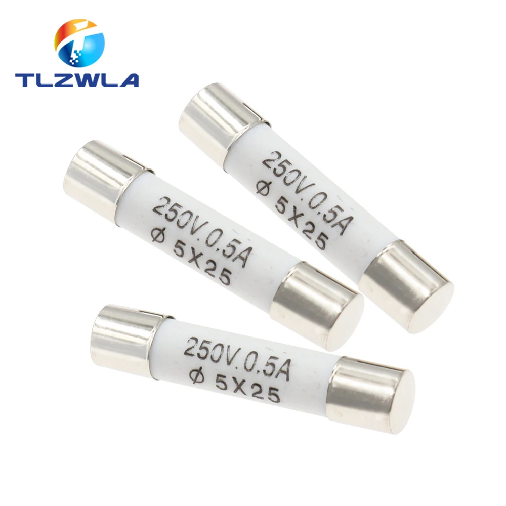 100PCS RO55 Fast Blow Ceramic Fuse 5*25mm Fuse 250V 0.5A 1A 2A 3A 4A 6A 8A 10A 15A 20A 25A 30A 5X25MM