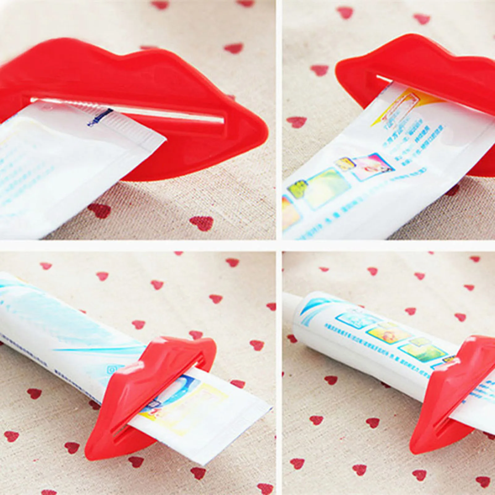 Manual Toothpaste Tube Roller Squeezer Red Lip Shape Toothpaste Squeezer Proper Amount Toothpaste Squeezer