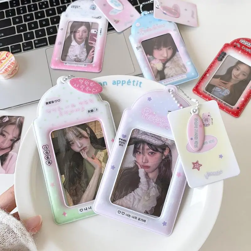 Kawaii Kpop Photocard Holder PVC Idol Photo Card Protector With Keychain Pendant For Bag Decoration view 3