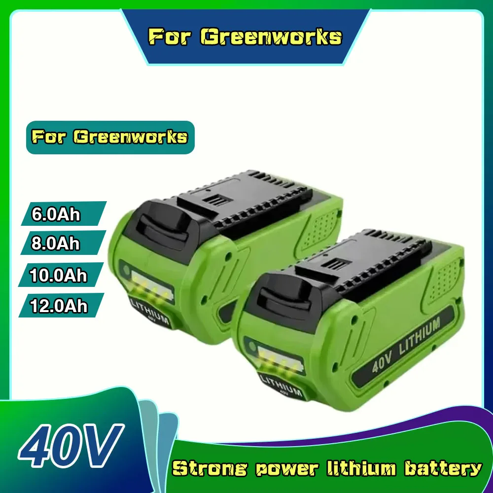 

Replacement 40V 18000mAh 6000mAh Lithium-Ion Battery 29472 for GreenWorks 40Volt G-MAX 29252 20202 22262 27062 21242 Power Tools