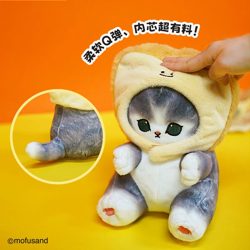 Genuine Mofusand Shark Cat 20cm Soft Kawai Stuffed Plush Doll Cute Food Cat Series Detachable Head Cover Plushie Kids Gift Toys