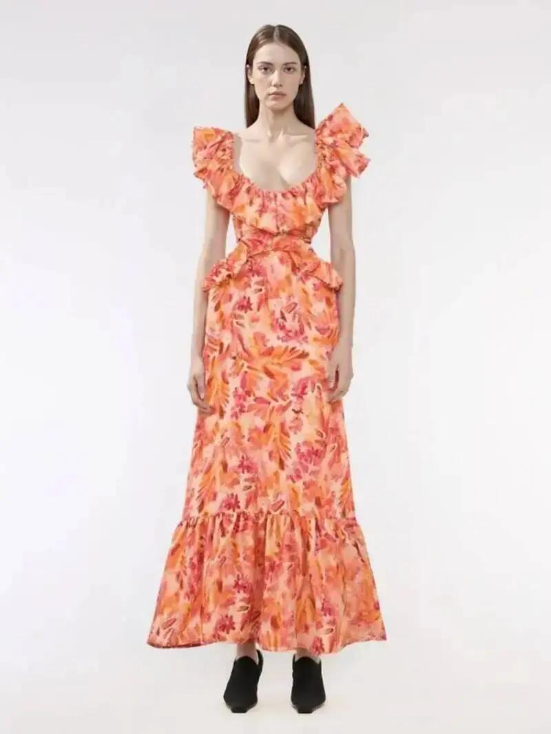 2026 Summer New Women's European And American Style Fashionable Outlier Western Style Layered Decoration Midi Dress D8OM
