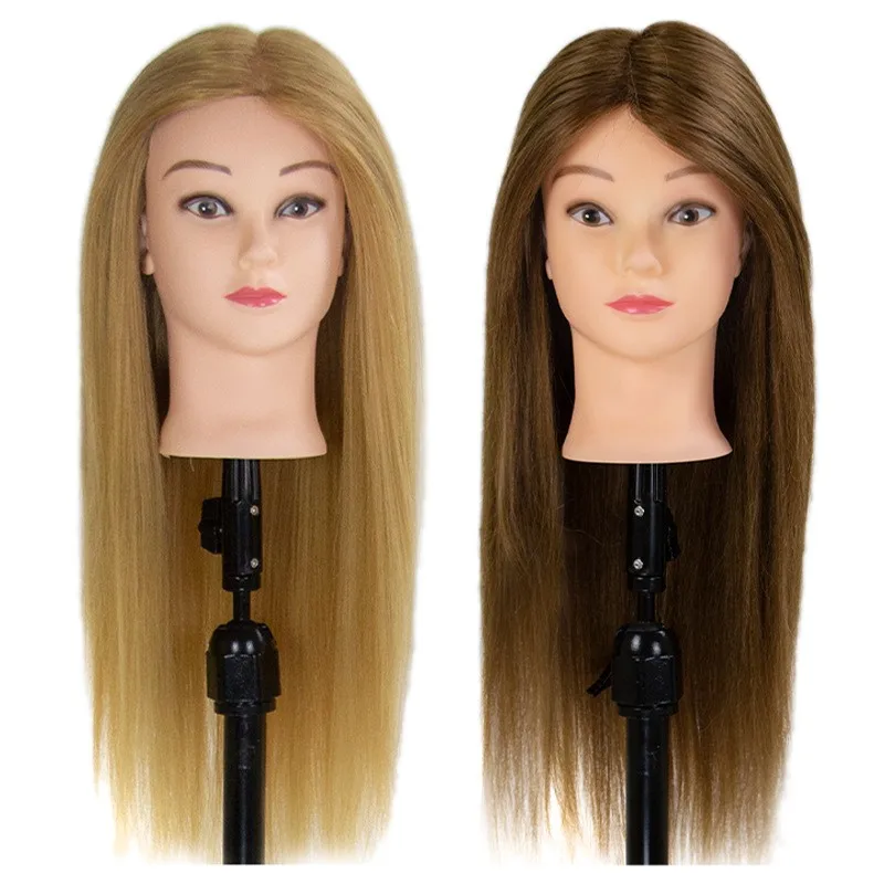 Groothandel 1 STKS Echt Haar Model Kappers Praktijk Nep Hoofd Weven Curling Trimmen Onderwijs Training Hoofd Pruik Model Hoofd