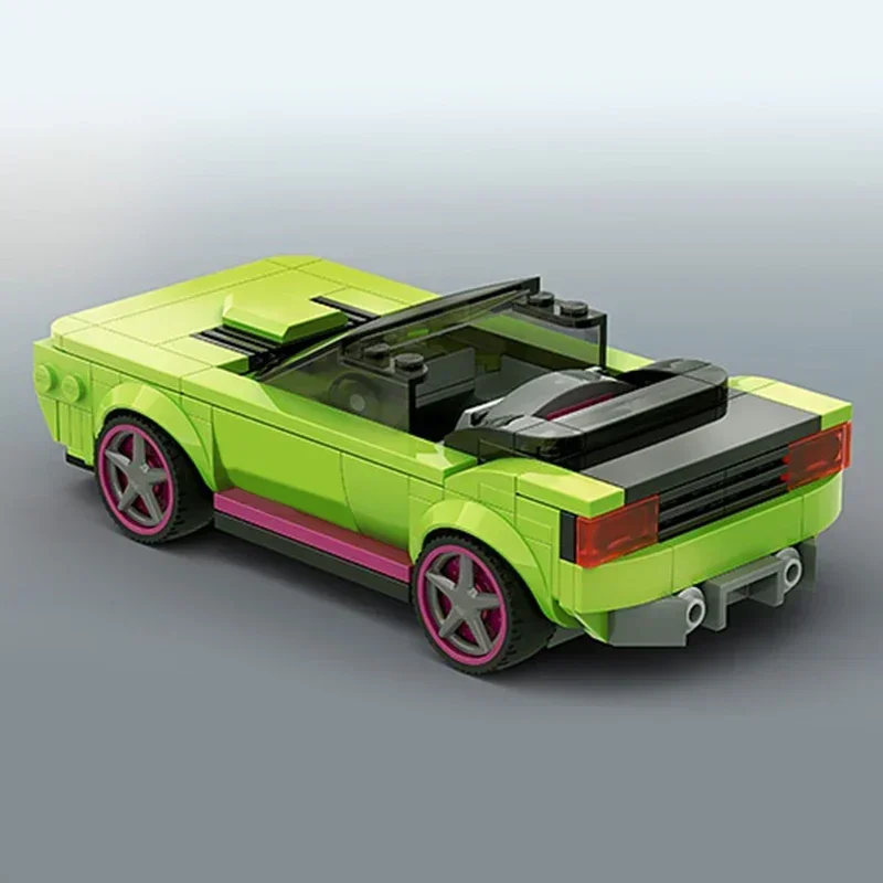 MOC-décennie s de Construction Modulaires de Voiture Musculaire Verte, Modèle Champions de Vitesse, Jouets à Assembler Soi-Même, Cadeaux de Noël