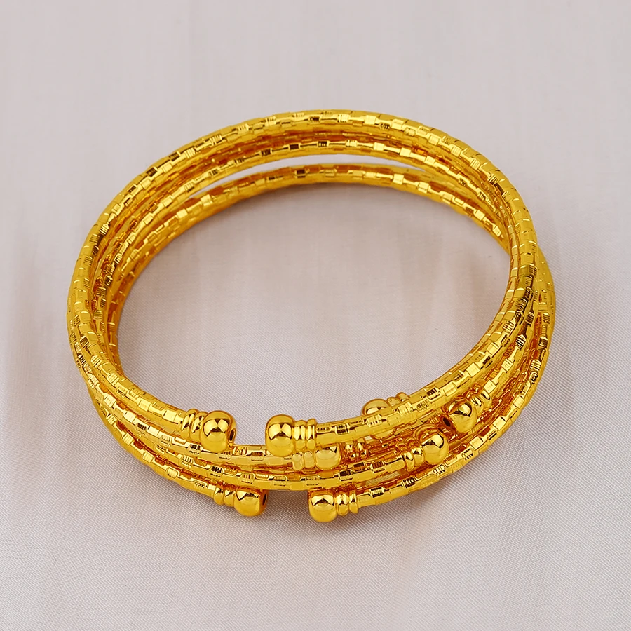 أساور نسائية من دبي ، مجوهرات كروية ملونة مطلية بالذهب عيار 24 ، فتيات الشرق الأوسط ، هدية زفاف إثيوبية ، 6 أرباع #2