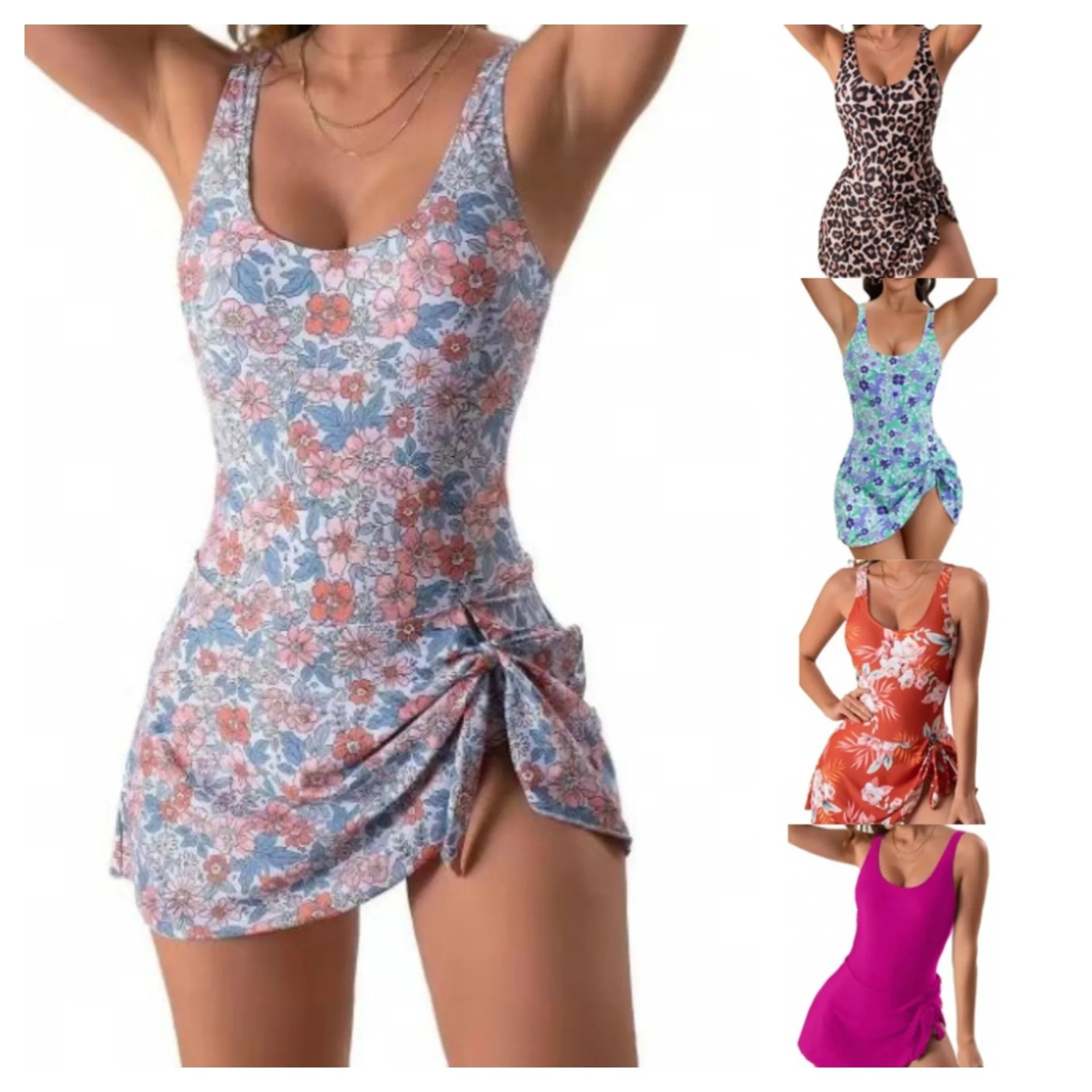 

Sexy Digital Print Bikini Swimsuit Skirt Sle Women's Qui Dry Fixed Chest Pad No Sve Surfing Swimwear