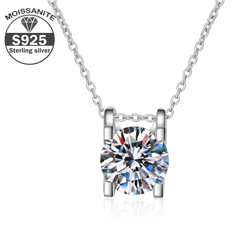 

S925 Sterling Silver Round Cut Solitaire 0.8Carat (6mm) Dainty Box Chain Choker Necklace for Women Mother's Day, Valentine's Day