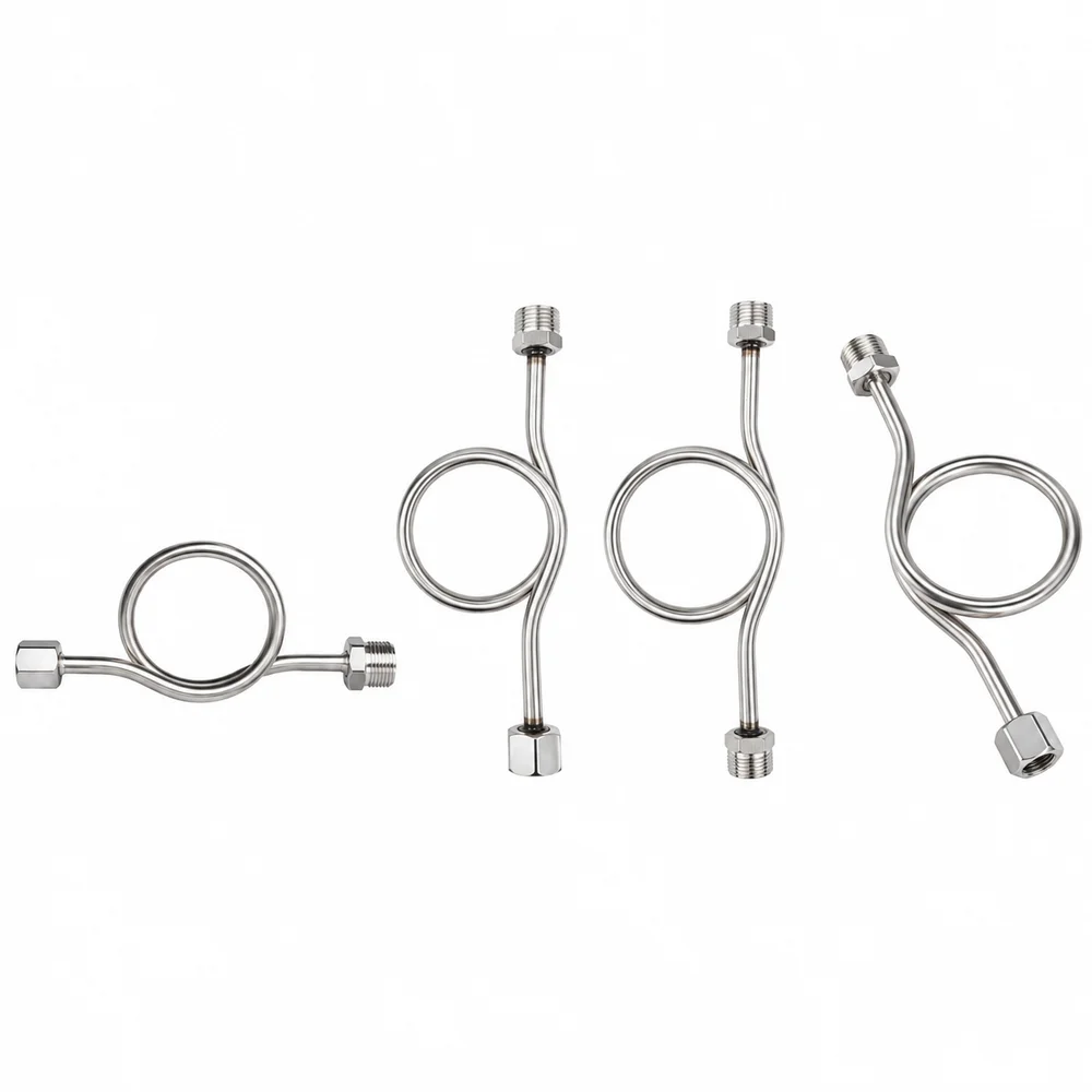 201 Stainless Steel Buffer Tube Bent Tube Structure Threaded Connection Condensation Elbow Metal Fitting Corrosion Resistant