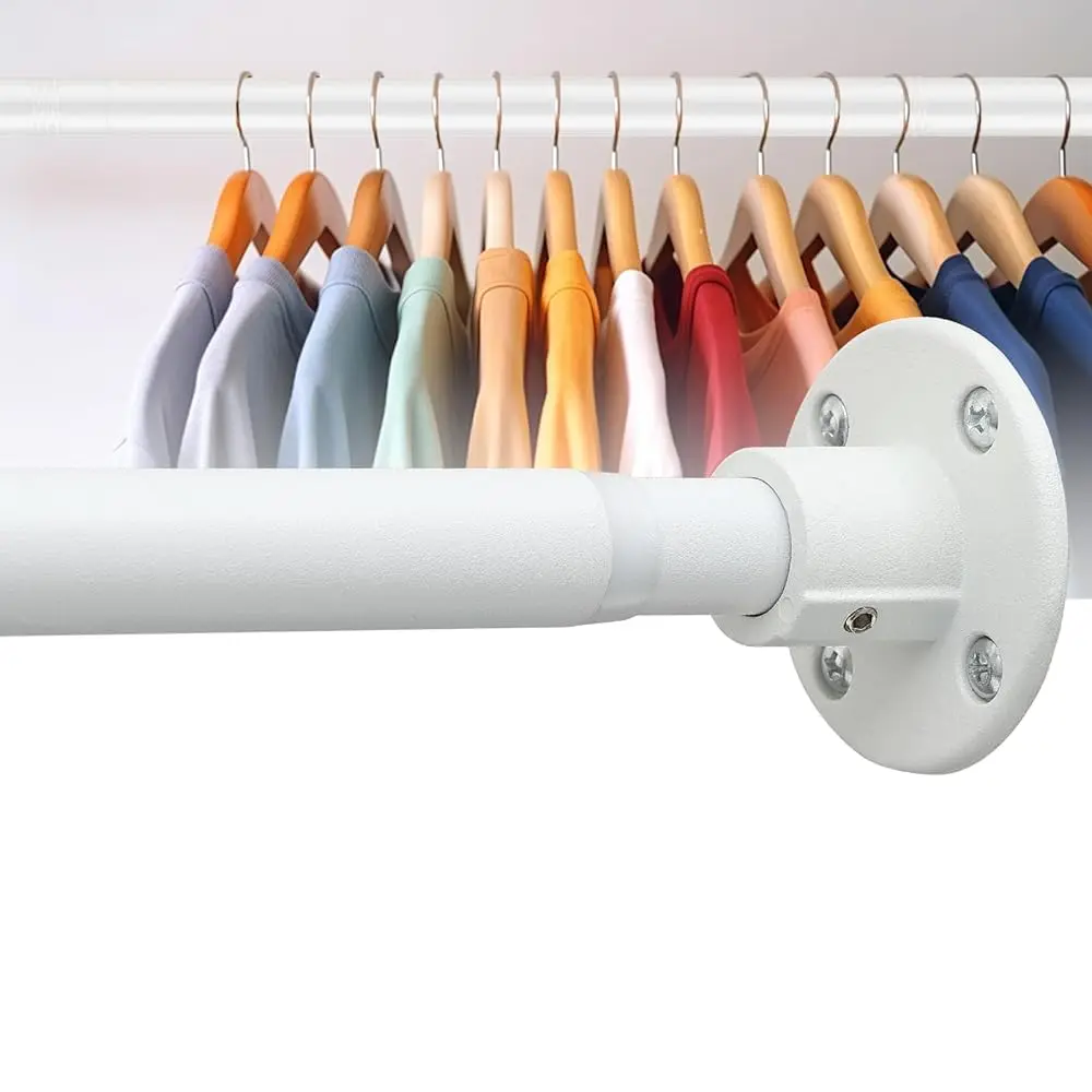 

Closet Rod For Hanging Clothes, Tension Rod For Closet 28-64 H, Adjustable Closet Hanging Rod Industrial Matte White Closet