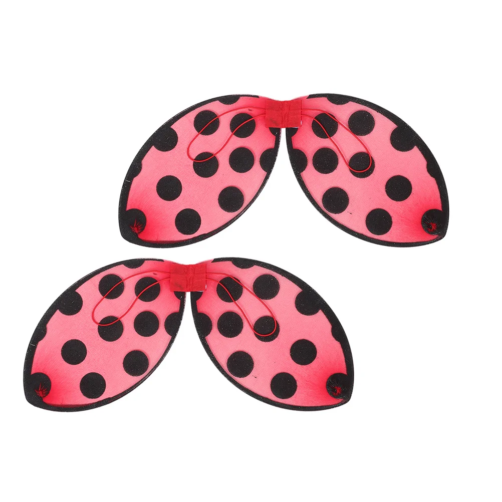 2pcs Kids Ladybug Wings Costume Foldable Lightweight Insect Wings For Girls Party Performance Dress Up Role Play Props Cosplay