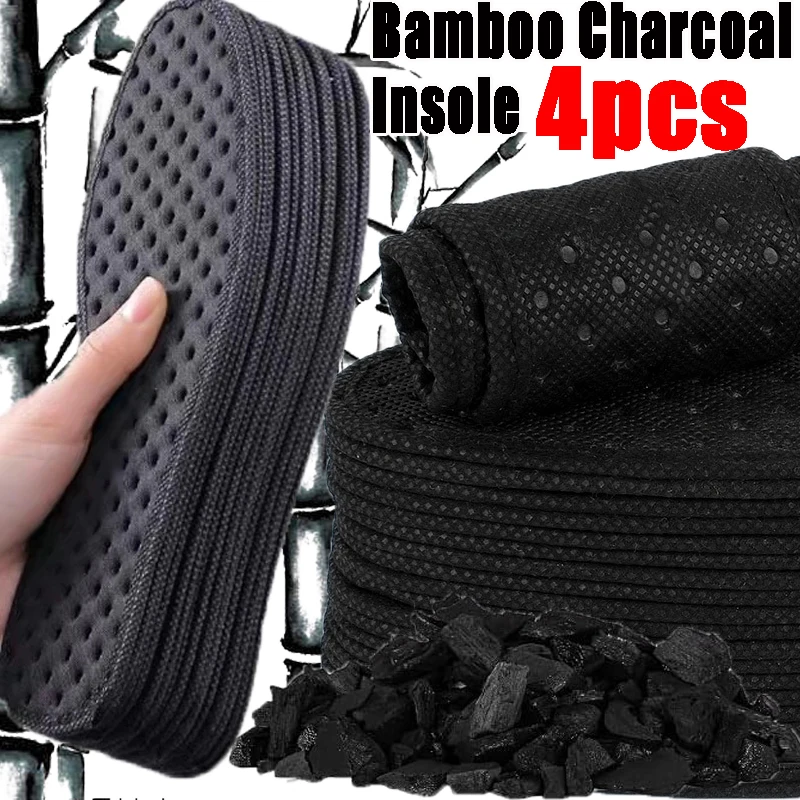 

4PCS Bamboo Charcoal Deodorant Insole Cotton Breathable Comfortable Sneakers Insoles Men Women Running Sweat-absorbing Shoes Pad