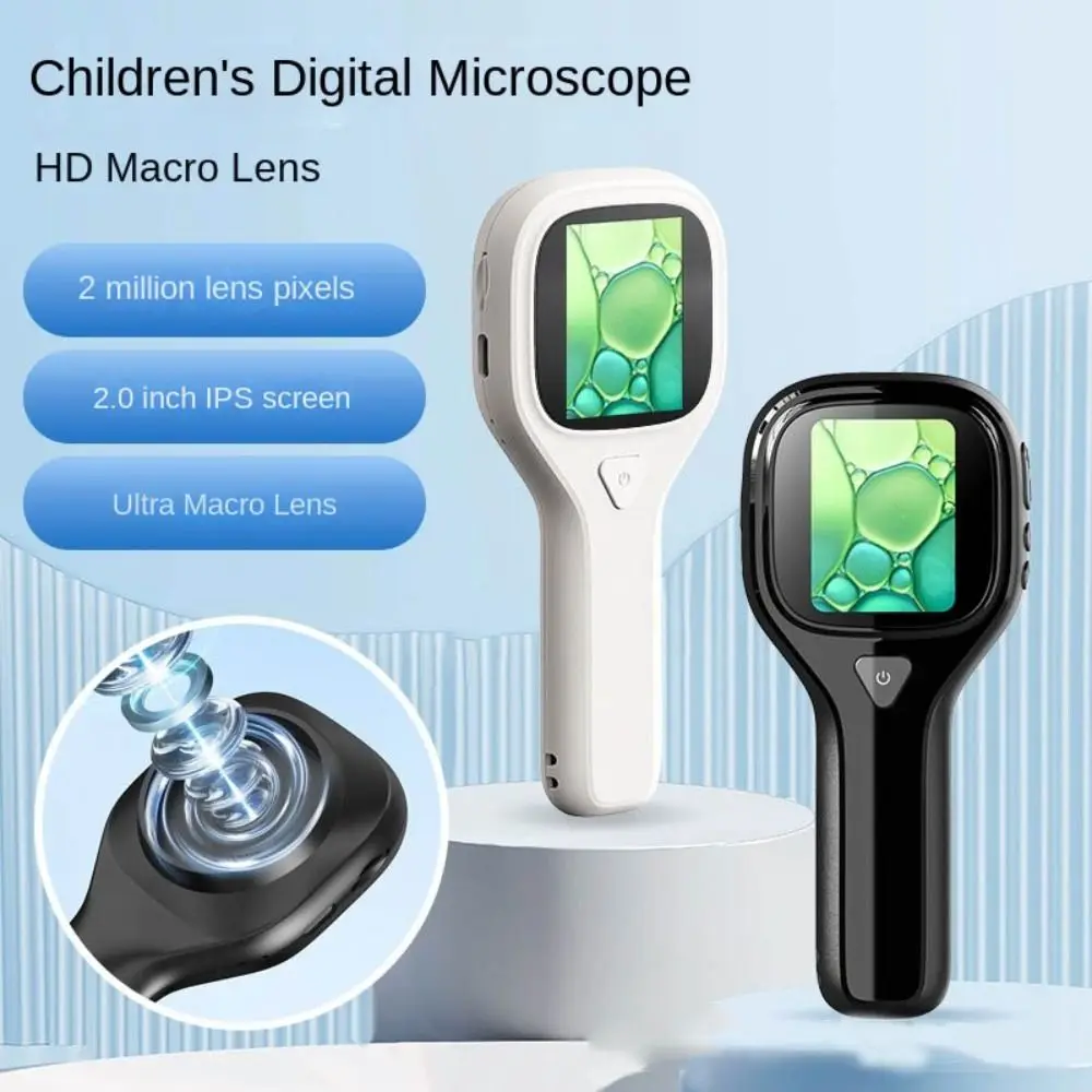 

with 2 inch Screen Kids Microscope 200x Zoom High Definition Handheld Magnifying Glass Rechargeable Digital Children Microscope