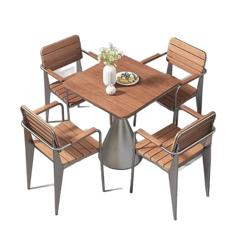 Sunscreen outdoor leisure table and chair combination, bar lounge area small round table