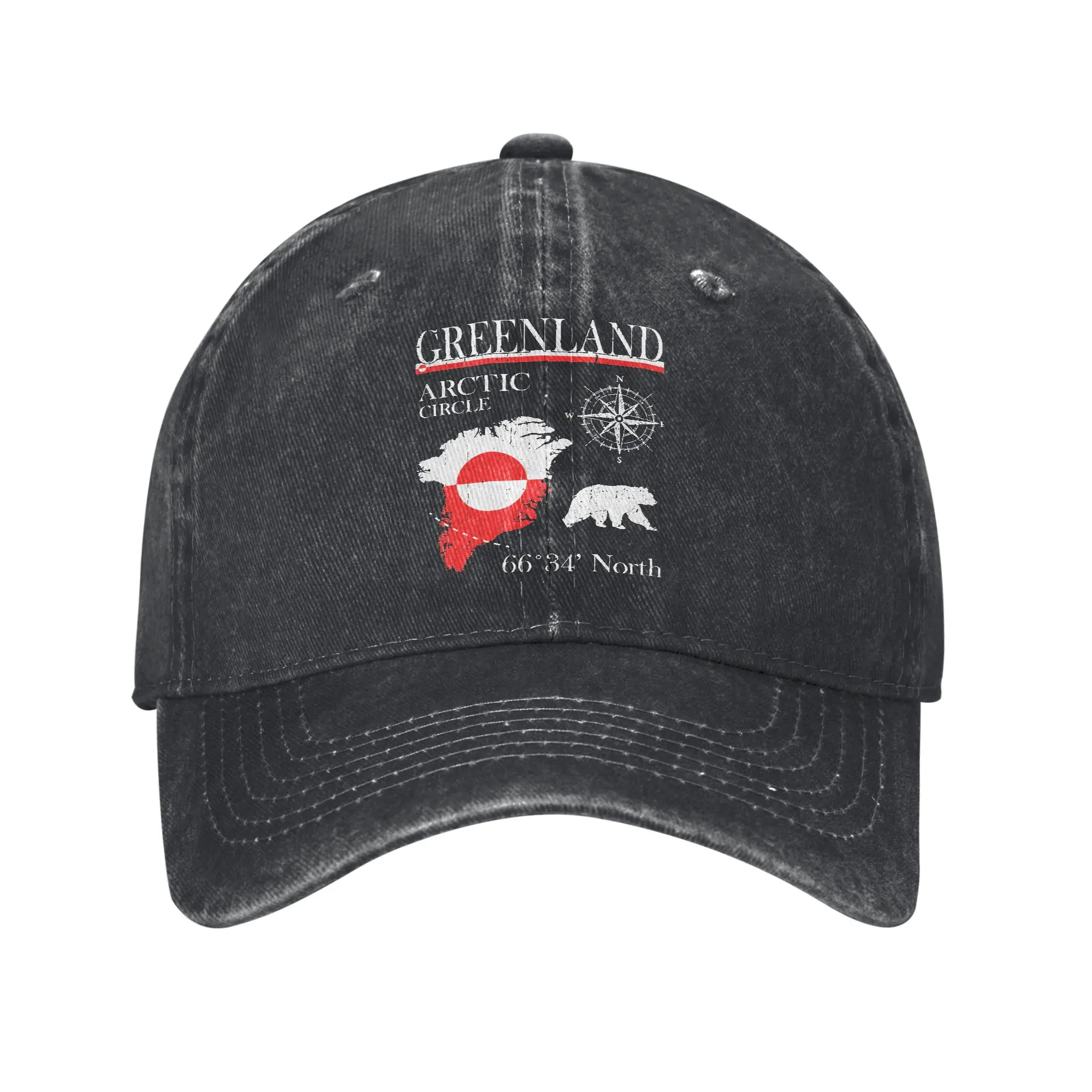 Gorra de Béisbol Lavada con Bandera del Círculo Polar de Groenlandia, Círculo Ártico, Gorra Trucker para el Sol, Verano, Unisex