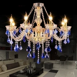 European Blue Atmosphere Villa Hotel Lobby Decorative Chandelier American Glass Crystal Internet Cafe KTV Creative Pendant Lamp