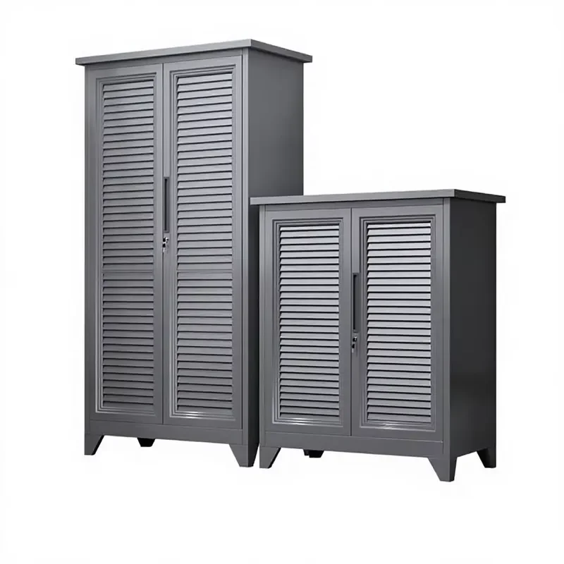 Outdoor Metal Five-Layer Storage Cabinet Louver Door Rainproof Sunscreen Villa Courtyard Garden Balcony Cleaning Tool