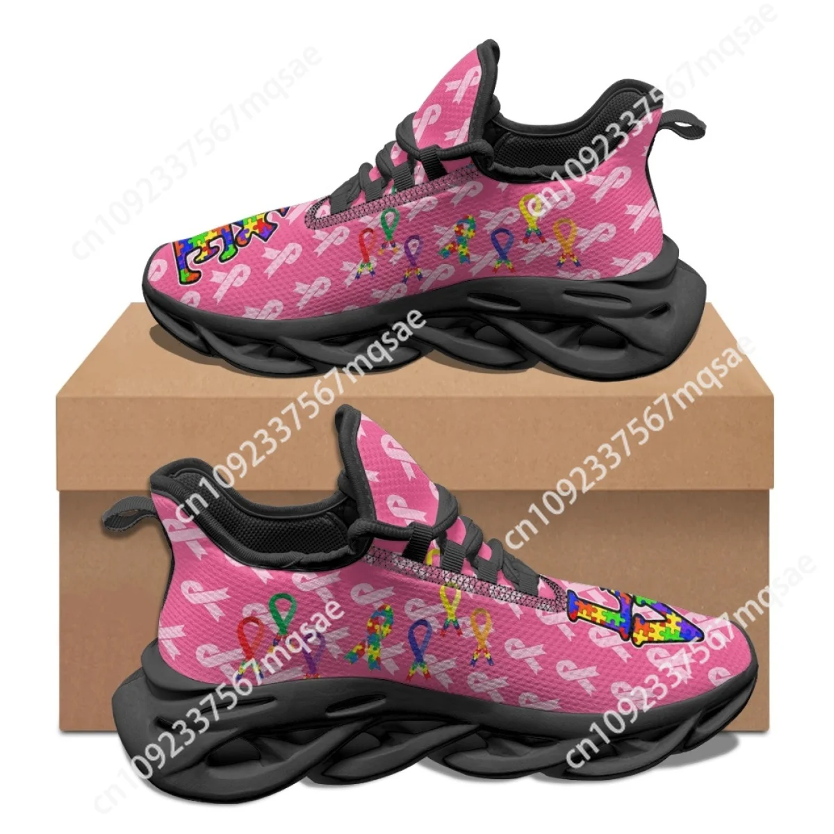 

Autism Awareness Patterns Colorful Puzzle Print Sneakers for Women Summer Fall Outdoor Sports Running Shoes Breathable Trainers