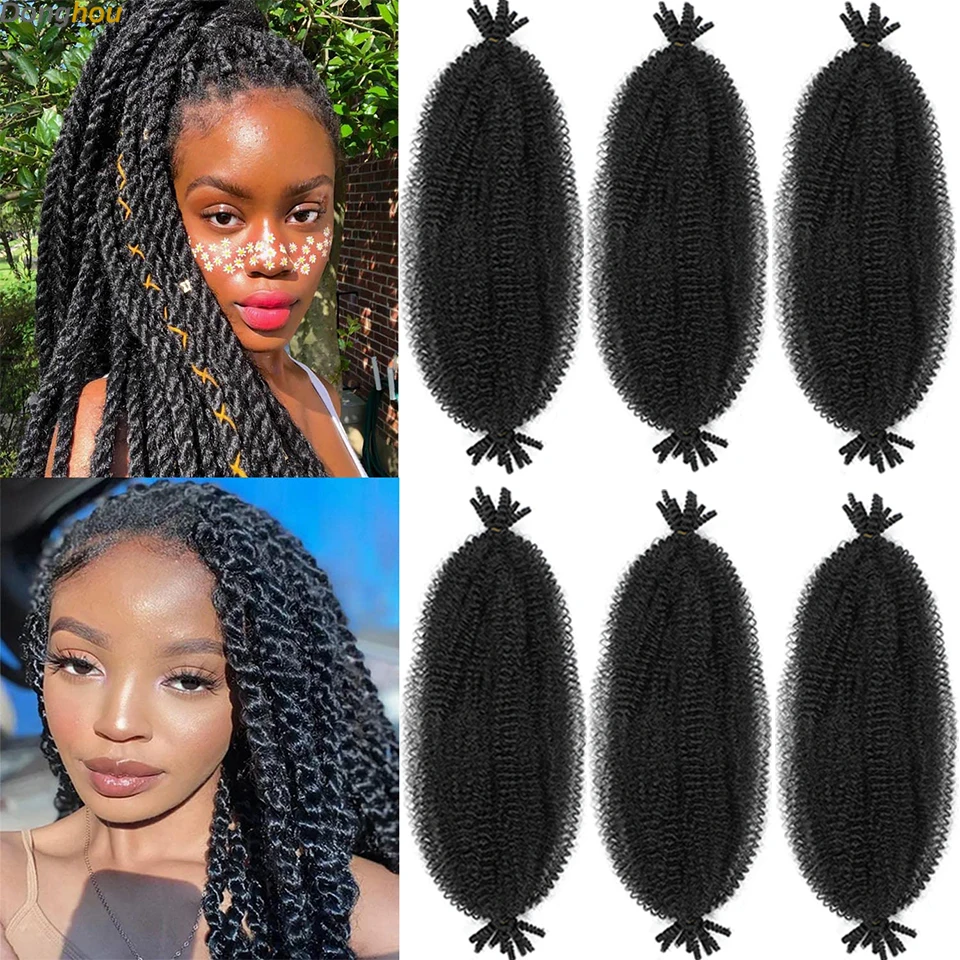 

1-6 упаковок пружинистых афро-крученых волос, предварительно разделенных, подходит для поврежденных мягких локонов, вязаных крючком, синтетических волос Marley Twist Braiding Hair