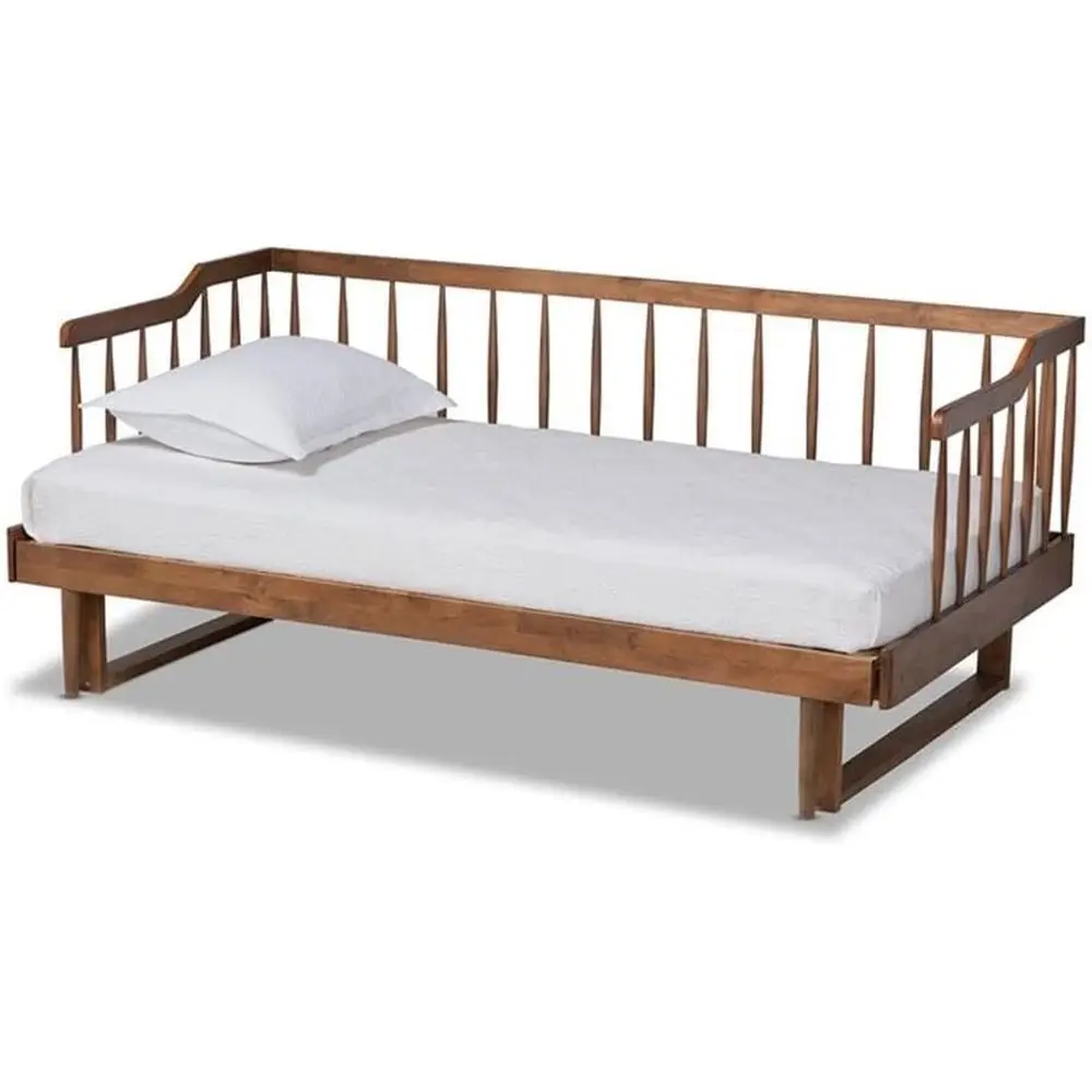 

Expandable Walnut Wood Daybed from Twin to King Size with Spindle Design
