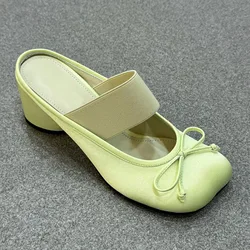 South Korean Handmade Apple Headed Sandals for Women's Outdoor Wear New Summer Style with Bow Bow, Thick Heels and High Heels