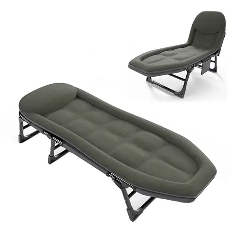 Cama plegable individual para interiores, silla reclinable ajustable de varias velocidades para oficina, cama de campamento plegable de acompañante portátil Simple para exteriores