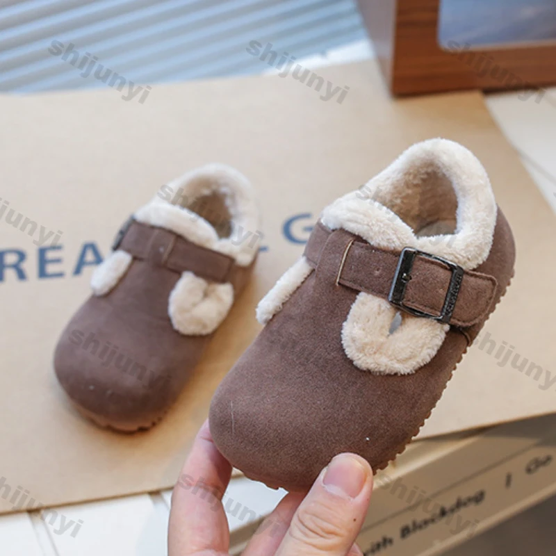 Kinder-Baumwollschuhe für den Winter, rutschfest, Freizeit, bequem, flach, warm, für Jungen und Mädchen, lässige Slipper, leichter Schuh mit weicher Sohle