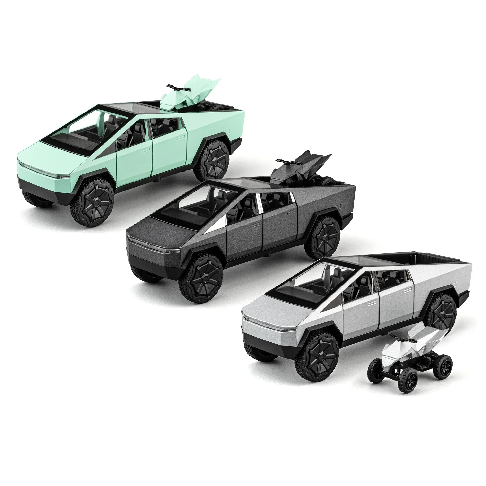 1/32 テスラ Cyber​​truck ピックアップモデル S モデル X モデル Y おもちゃの車ダイキャストメタルオフロードコレクションプルバックサウンドライトギフト少年