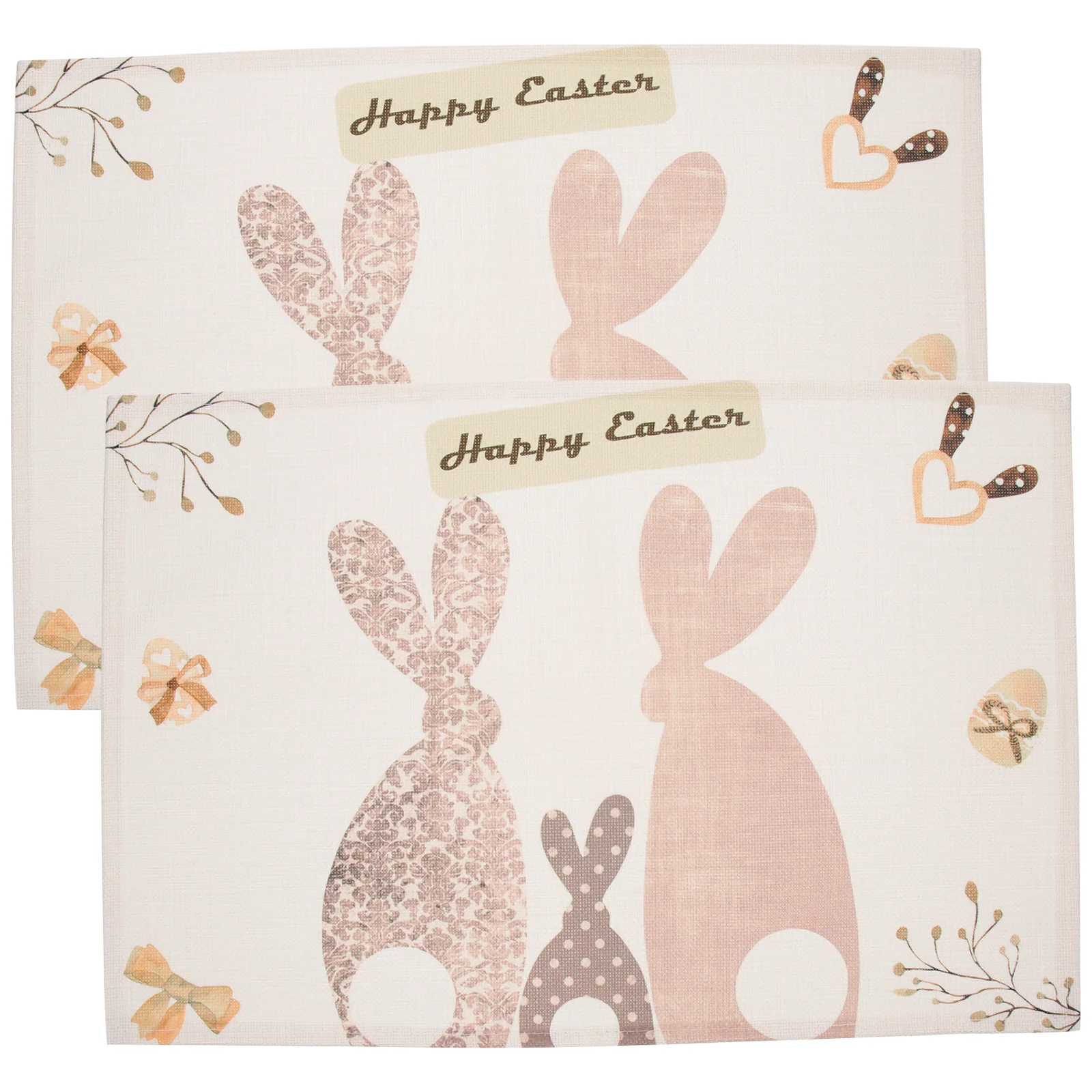 2 pçs coelhinho da páscoa placemats à prova dwaterproof água tapetes de mesa fazenda festa de páscoa mesa de jantar decoração placemats